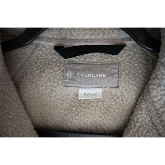 Everlane Women's Sz L Beige ReNew Faux Sherpa Teddy Fleece Full Zip Jacket - Picture 3 of 9